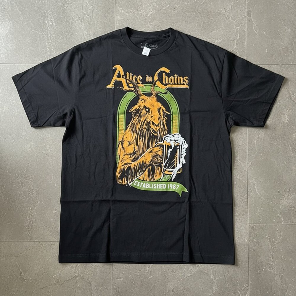 Alice In Chains Goat Beer Established 1987 Graphic Tee | Grunge Rock Band Shirt